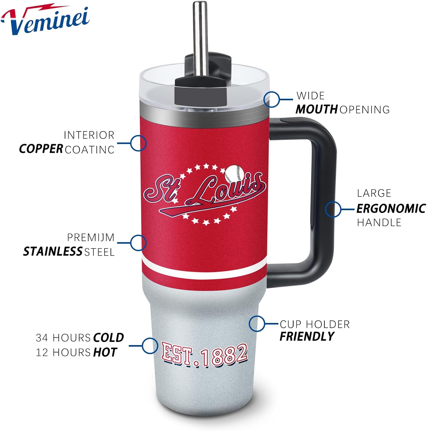 Tumbler 30oz Straight Skinny Car Cups With Insulated Cup Sleeve Portable Handle, Sports Travel Coffee Mug, Stainless Steel, Insulated,Classic Collection Gifts for Fans - Image 2