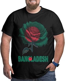 Big and Tall Shirts for Men Vintage Bangladesh Bangladeshi Flag Rose Flower Plus Size T-Shirts