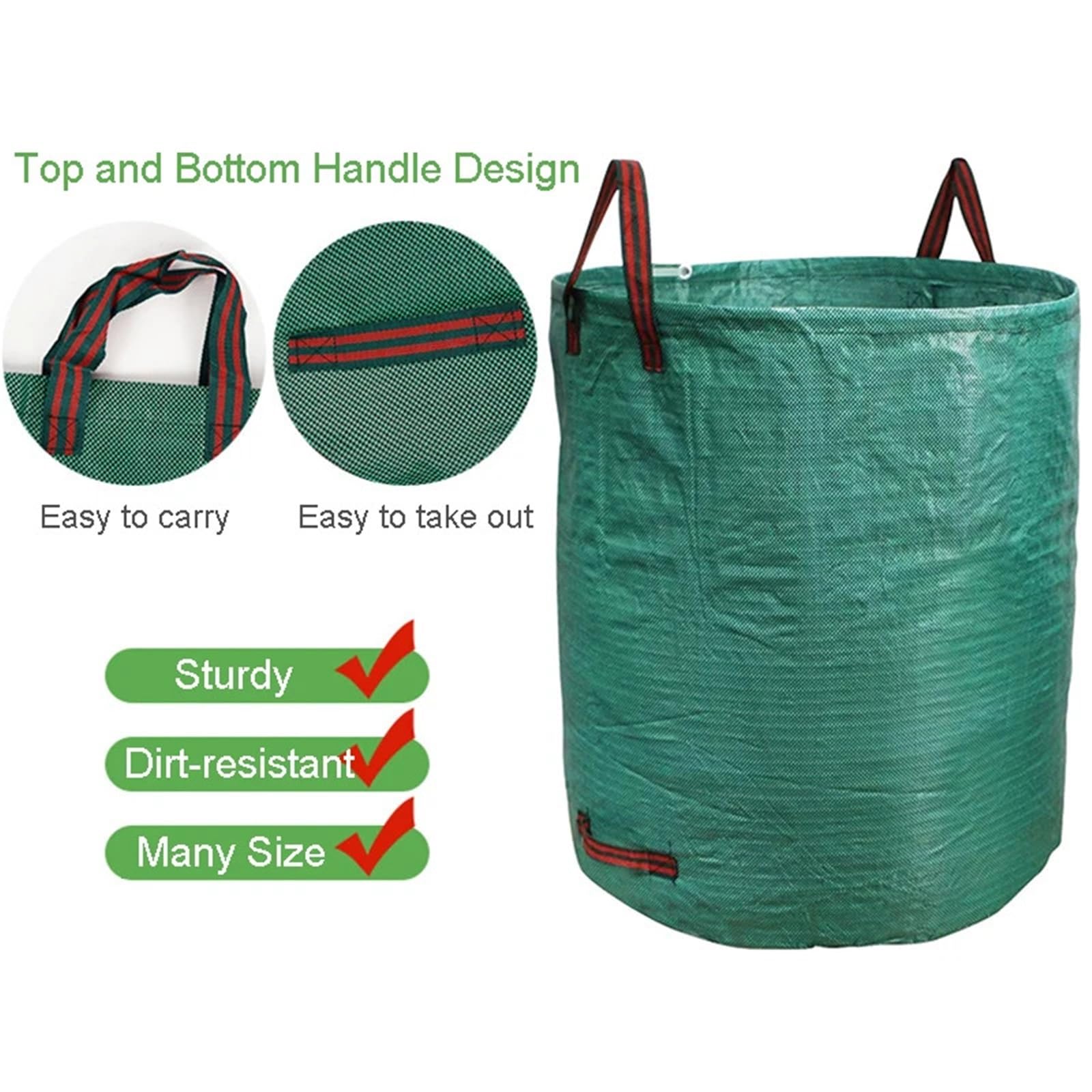 2 Stück Gartenlaubsack mit großer Kapazität, Aufbewahrungssack for Äste, Müllsack, Sammelsack for und Blätter, for die Landwirtschaft FüR Laub(500L 132gal 80x100cm)