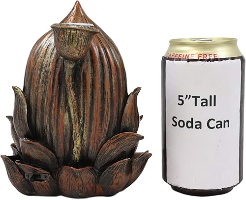 Miniatura 7 de Ebros Meditating Buddha Gautama Amitabha in Varada Mudra in Ohm Lotus Padma Trono Cono de reflujo Quemador de incienso con luz LED colorida Estatua