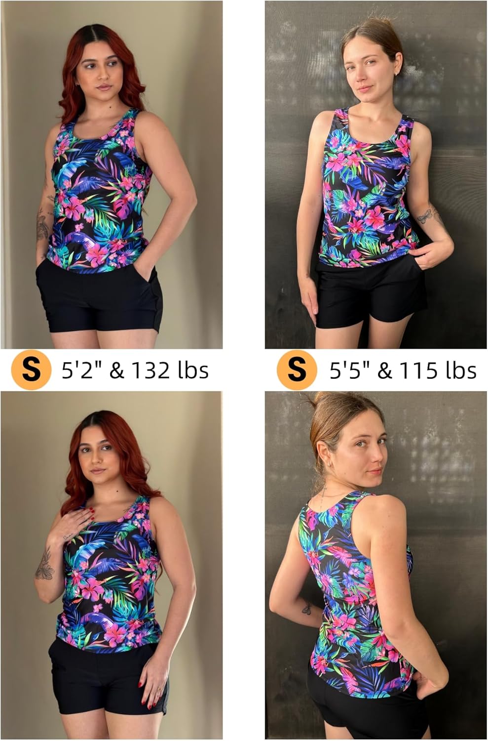 Tankini Bathing Suits with Shorts - Two Piece Swimsuit for Women with 2 Pockets Boy Shorts Modest Swimwear - Image 4