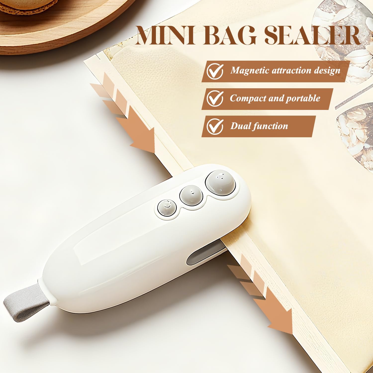 Bolsa selladora de alimentos al vacío portátil 2025, mini sellador de bolsas, sellador de bolsas de chips recargable 2 en 1, sellador térmico para bolsas de plástico, bolsas de aperitivos