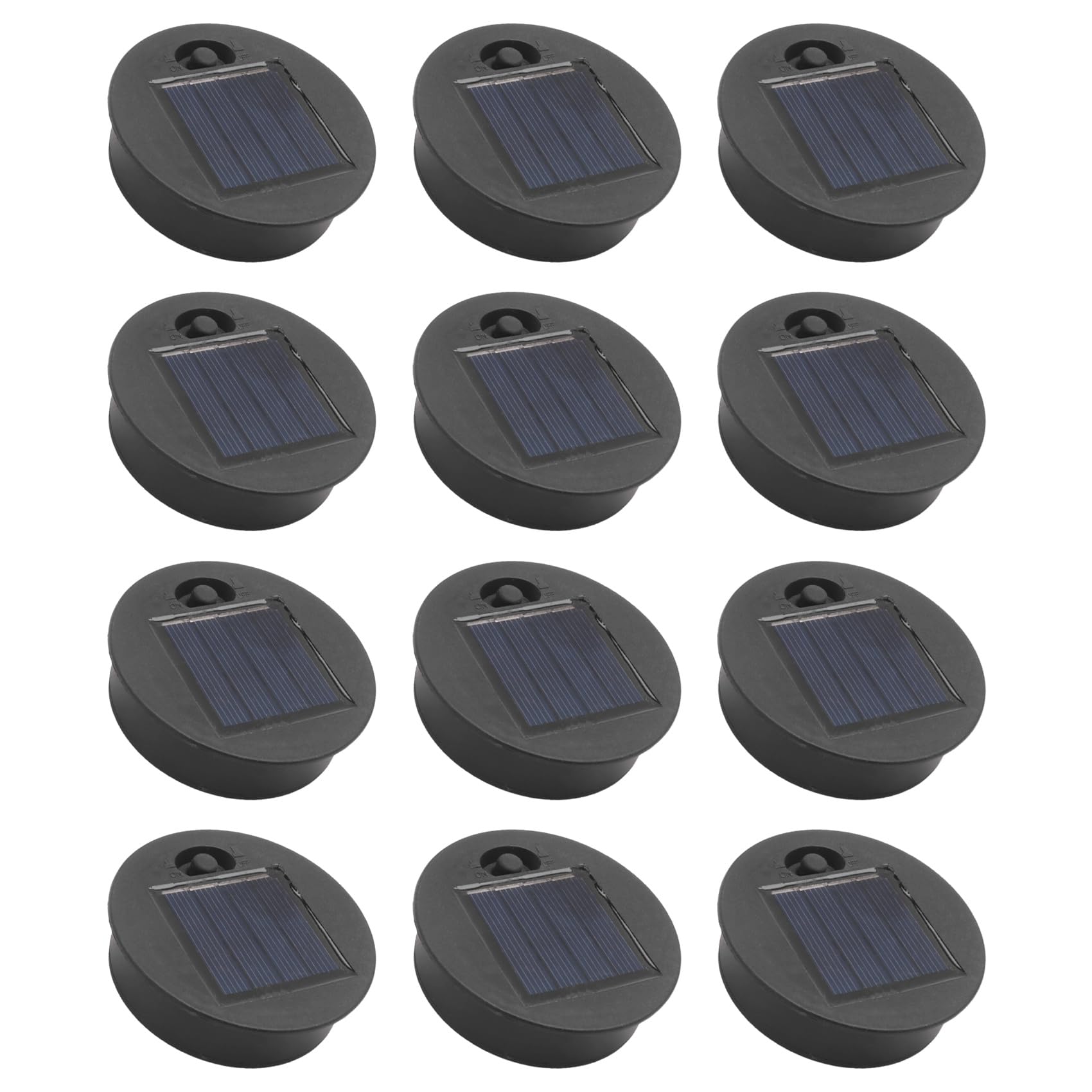 qimoi 12 Pack Replacement Solar Light Parts Solar Light Replacement Tops Waterproof LED Solar Panel Lantern Lid Light Outdoor
