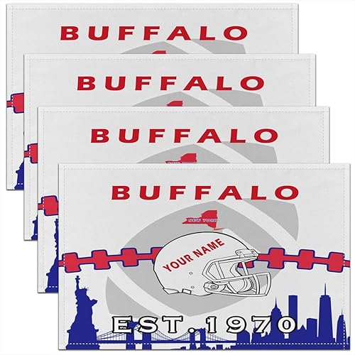 Miniatura 9 de Erosebridal Juego de 4 manteles individuales de fútbol americano personalizados de 12 x 18 pulgadas, manteles individuales de fútbol para niños y