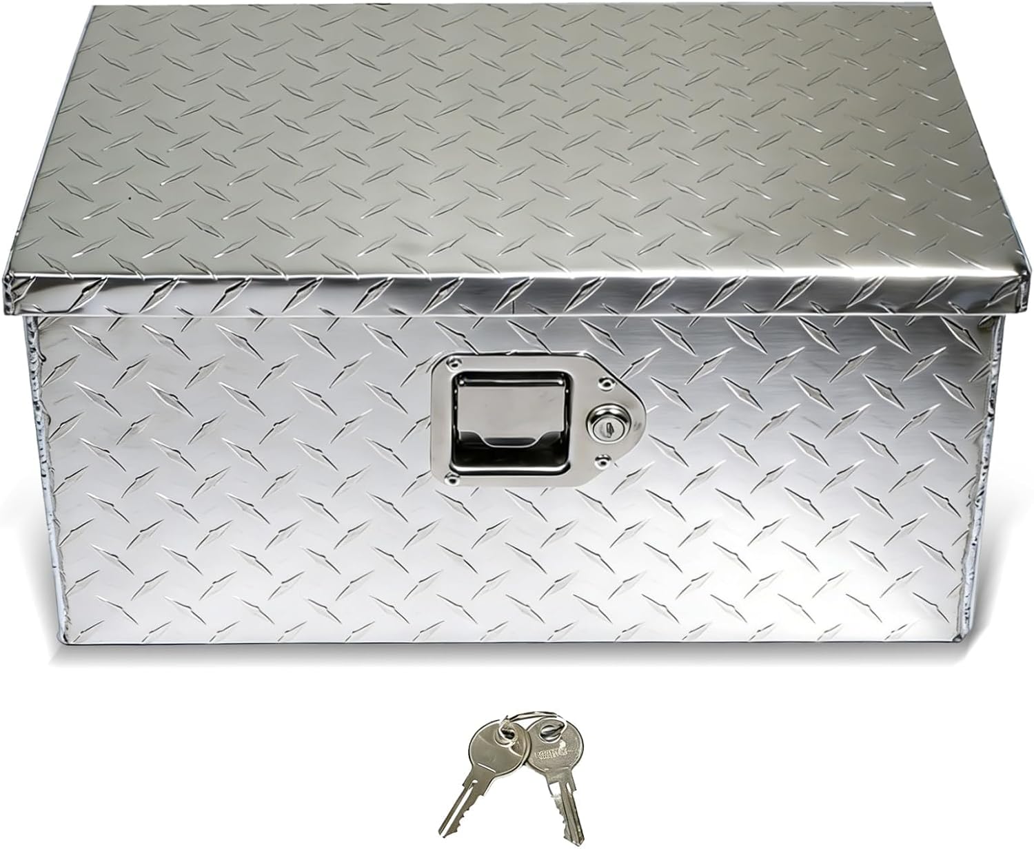 munirater 20 Inch Aluminum Tool Box Storage Truck Underbody Flatbox Replacement for Pick Up Truck Bed ATV RV Trailer W/Lock and 2 Keys Sliver