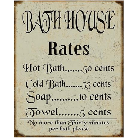 Rustic Bath House Rates Home Decor Sign