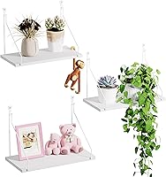 Vista 8 de Eleva tu espacio con estantes flotantes de madera rústica, juego de 3 - Perfecto para decoración de dormitorio, sala de estar, baño y cocina