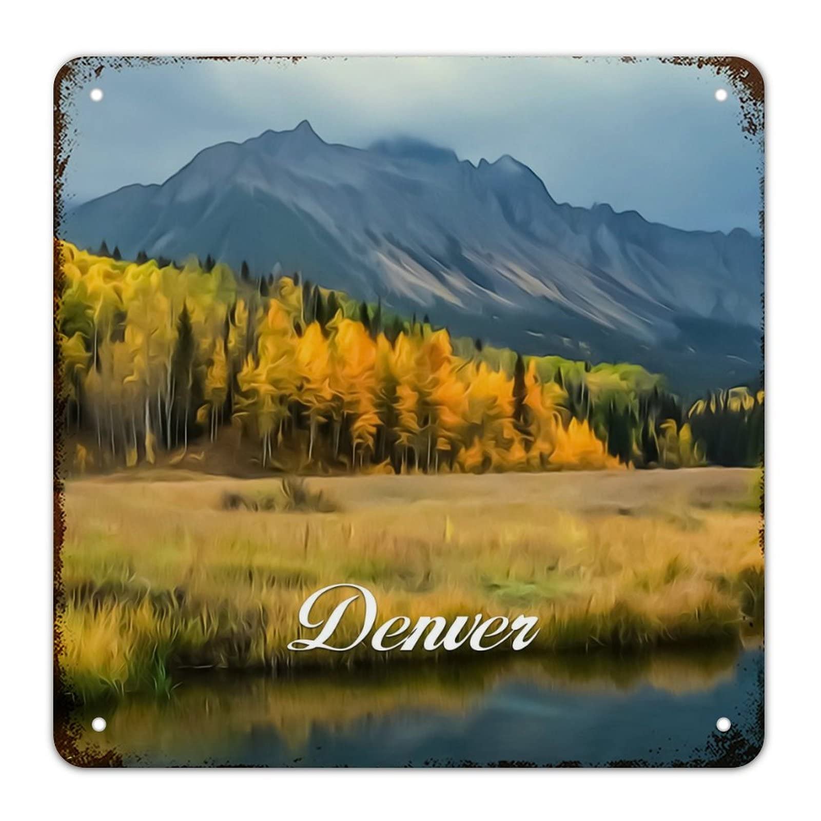 Plaque métal vintage Denver cadeau décoration murale original pour passionné de rétro