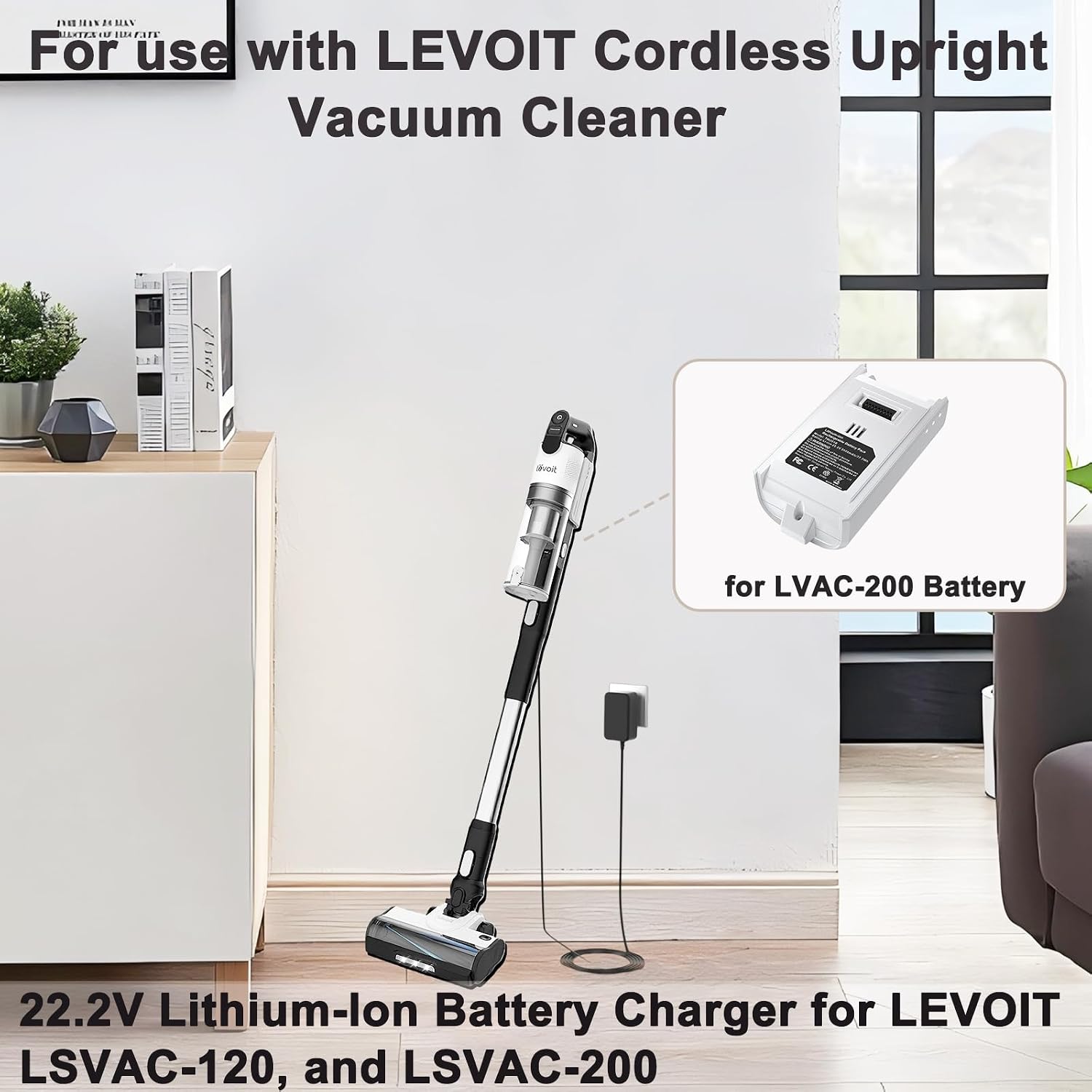 26V Charger/LEVOIT Cordless Handheld Vacuum Power Adapter, Compatible with LEVOIT LSV-V201-WUS/LVAC-120/LVAC-200 22.2V Battery Cordless Handheld Vacuum Power Cord image 3