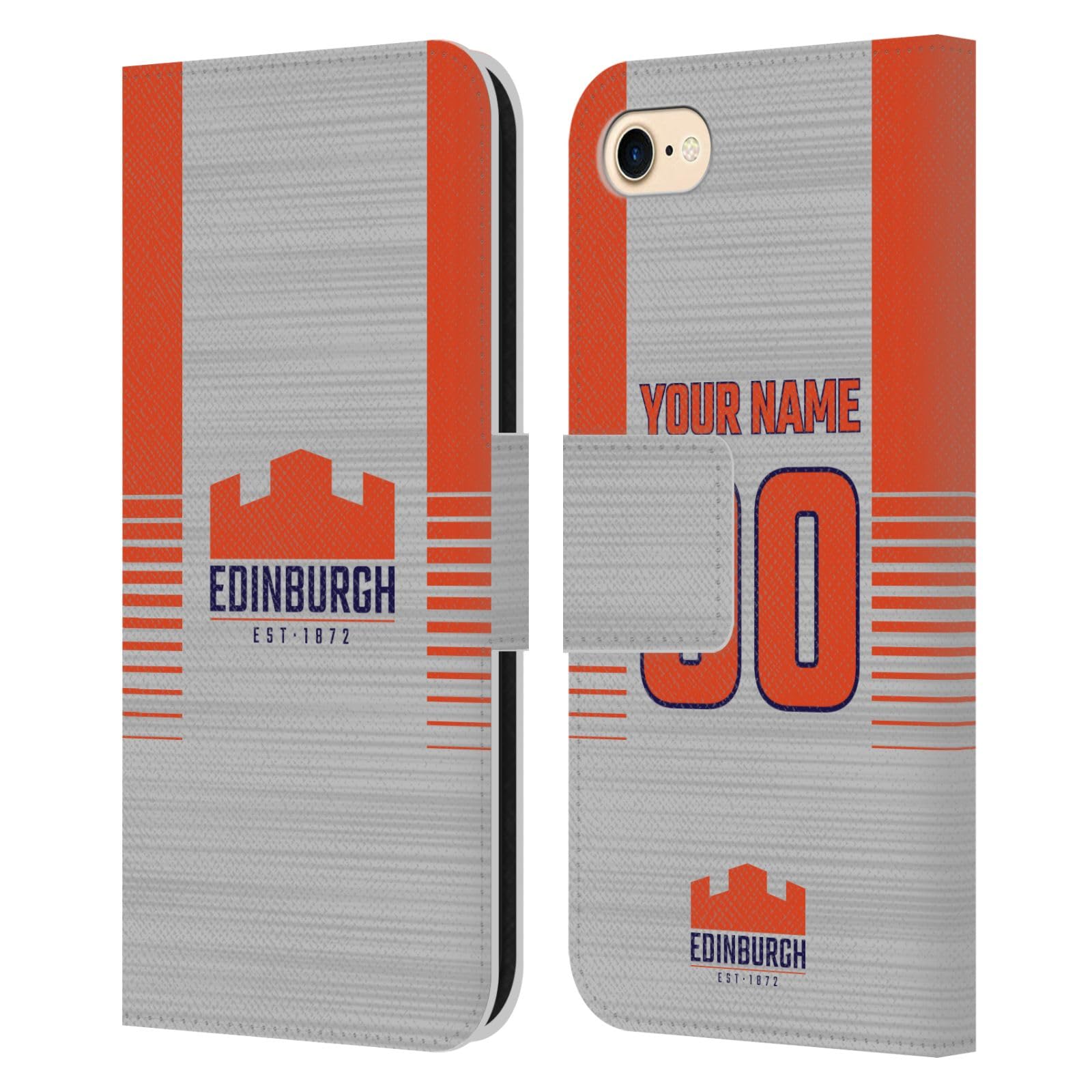 Coque en cuir à portefeuille iPhone 7 pour supporter l'Edinburgh Rugby au stade
