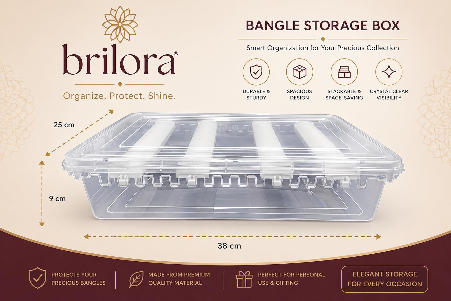 Chudi - Organizer per braccialetti regolabile a 4 aste, in plastica trasparente, per donne, scatola Chudi e organizer per gioielli per uso domestico (2)