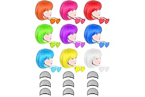 9-Pack Bachelorette Extravaganza: Vibrant Wigs & Heart-Shaped Specs