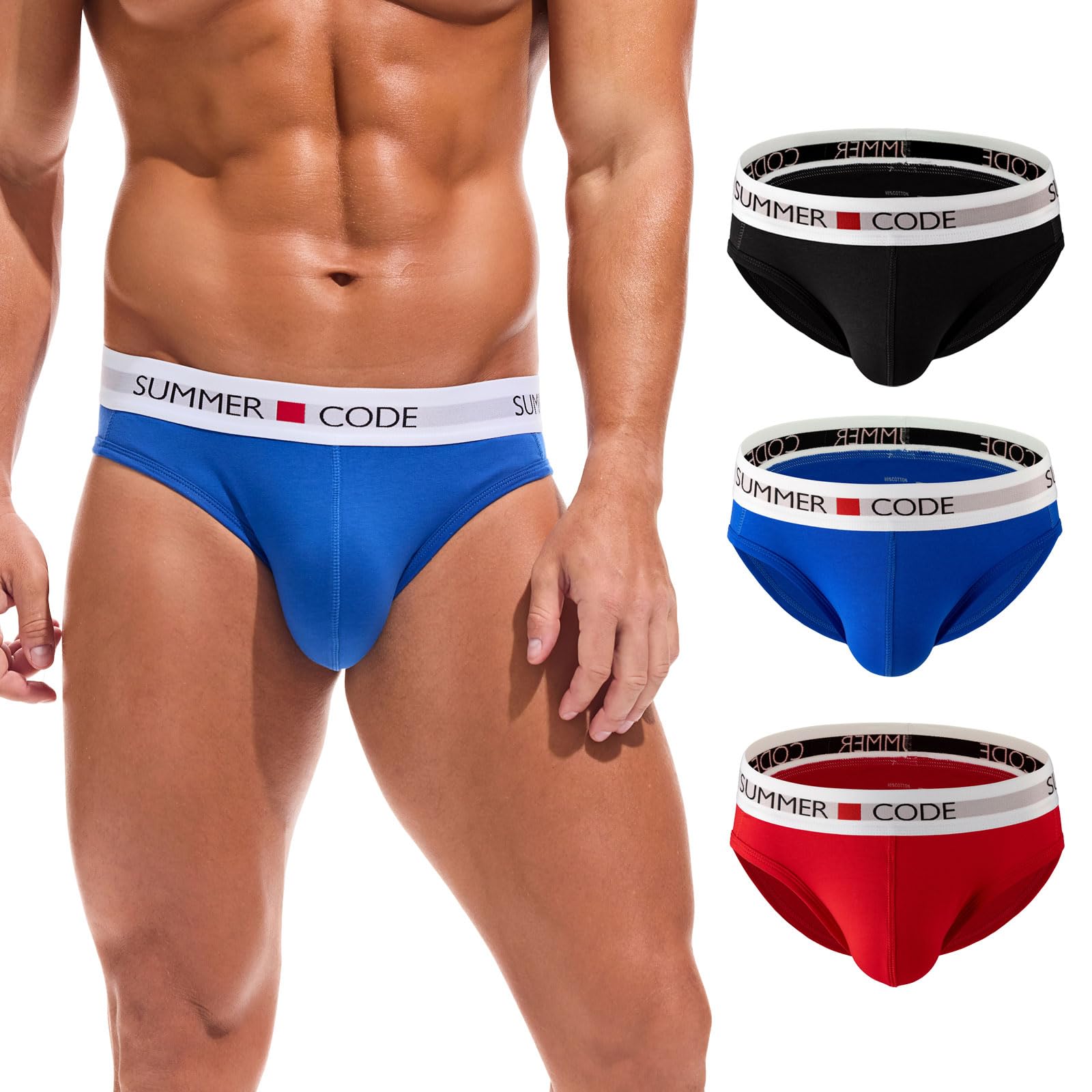 Summer Code Slip Calzoncillos Hombre Algodón Talle Bajo Cómodo Transpirable | Slip Ropa Interior Diseño ergonómico, Confort durante todo el día, para viaje y estilo informal oficina