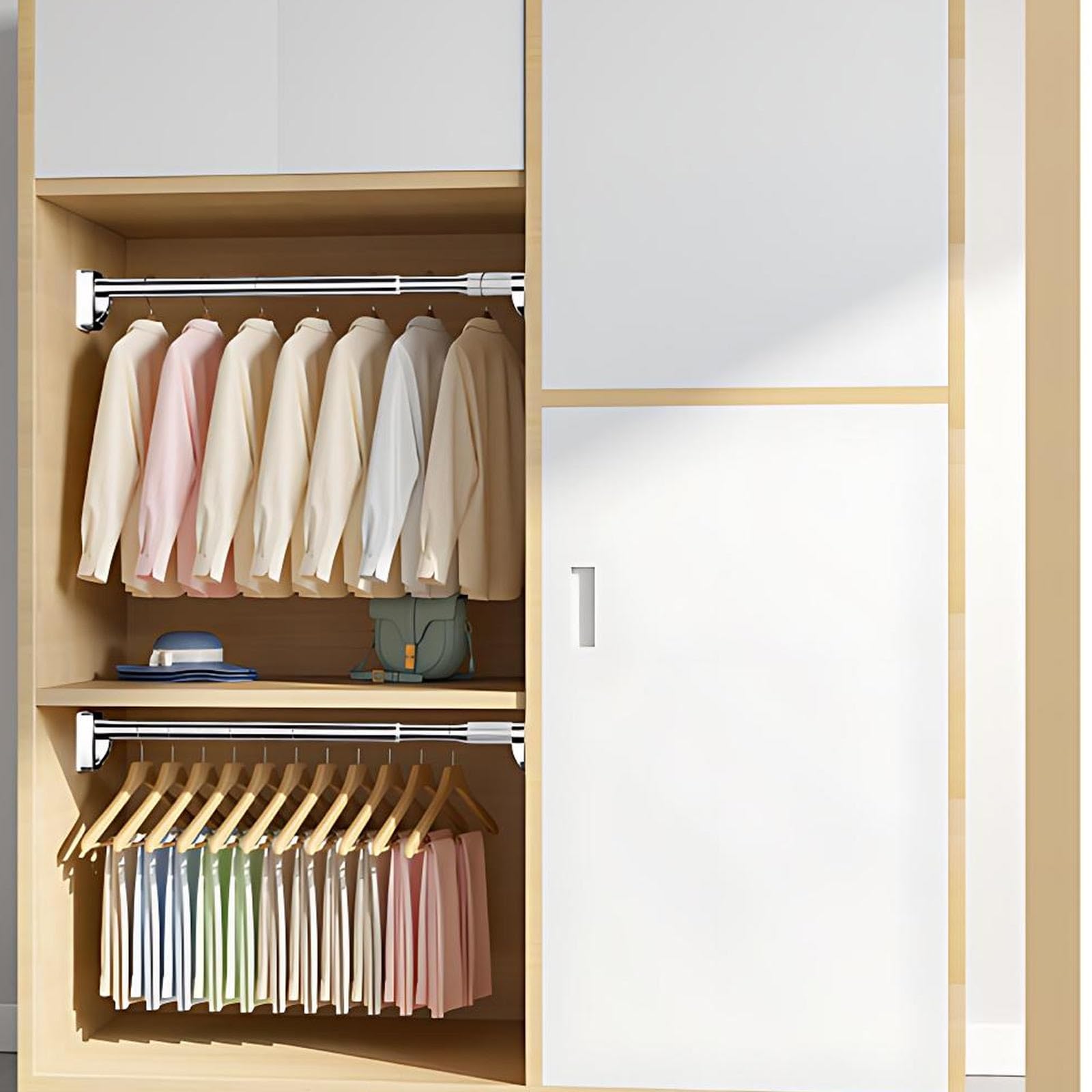 Tringle de Rideau de Douche Réglable 40-350 cm Barre Télescopique Extensible Tringle à Rideaux Tension Sans Percage pour Salle de Bain Cuisine Porte(Silver,160-250cm/62"-98")