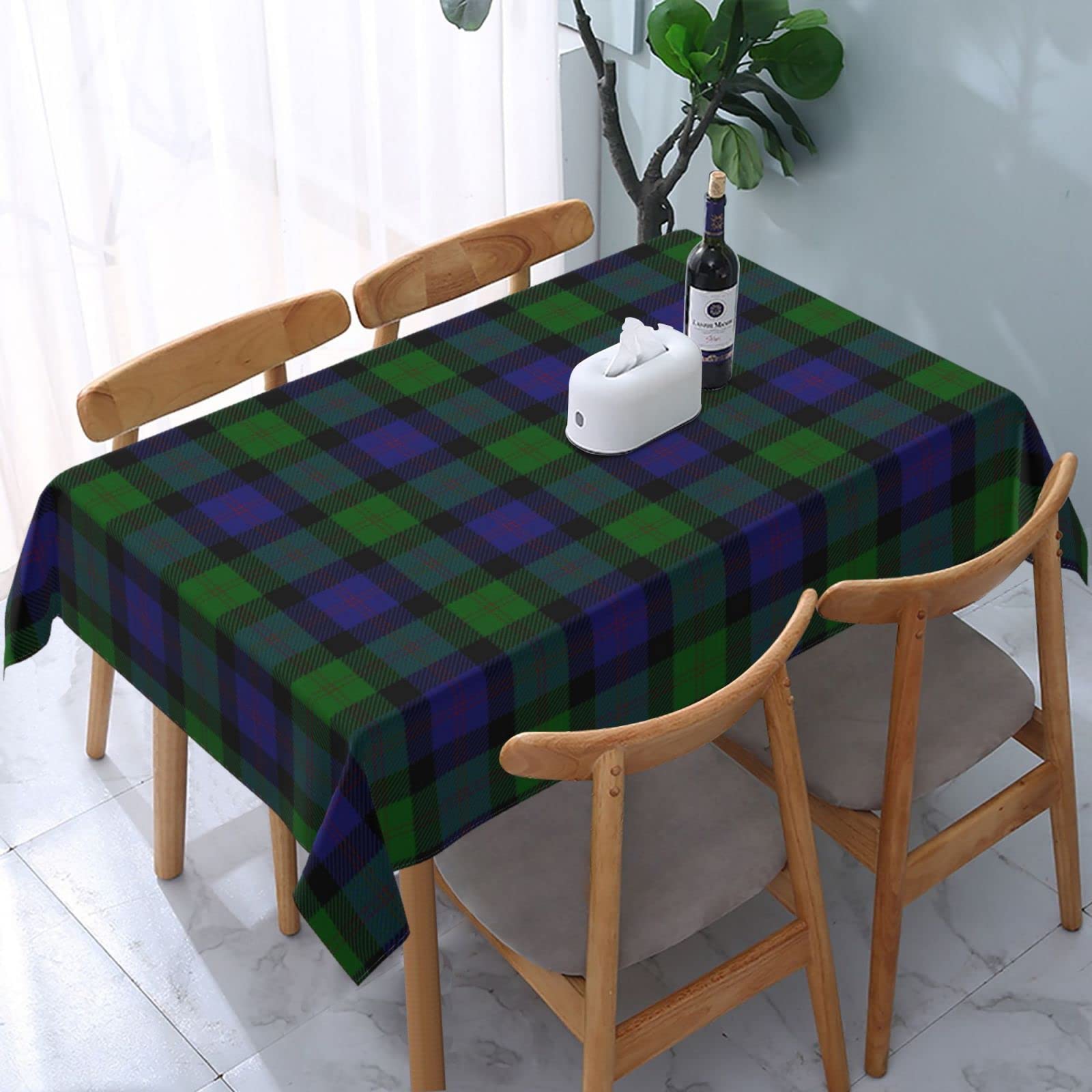 Fwjzdsp Scottish Clan Blair Tartan Tablecloth Rectangle Polyester Fabric Table Cloth, Water Resistant & Wrinkle Free Table Cover For Kitchen And Dining Room Tabletop 54"X72" (4-6 Seats)