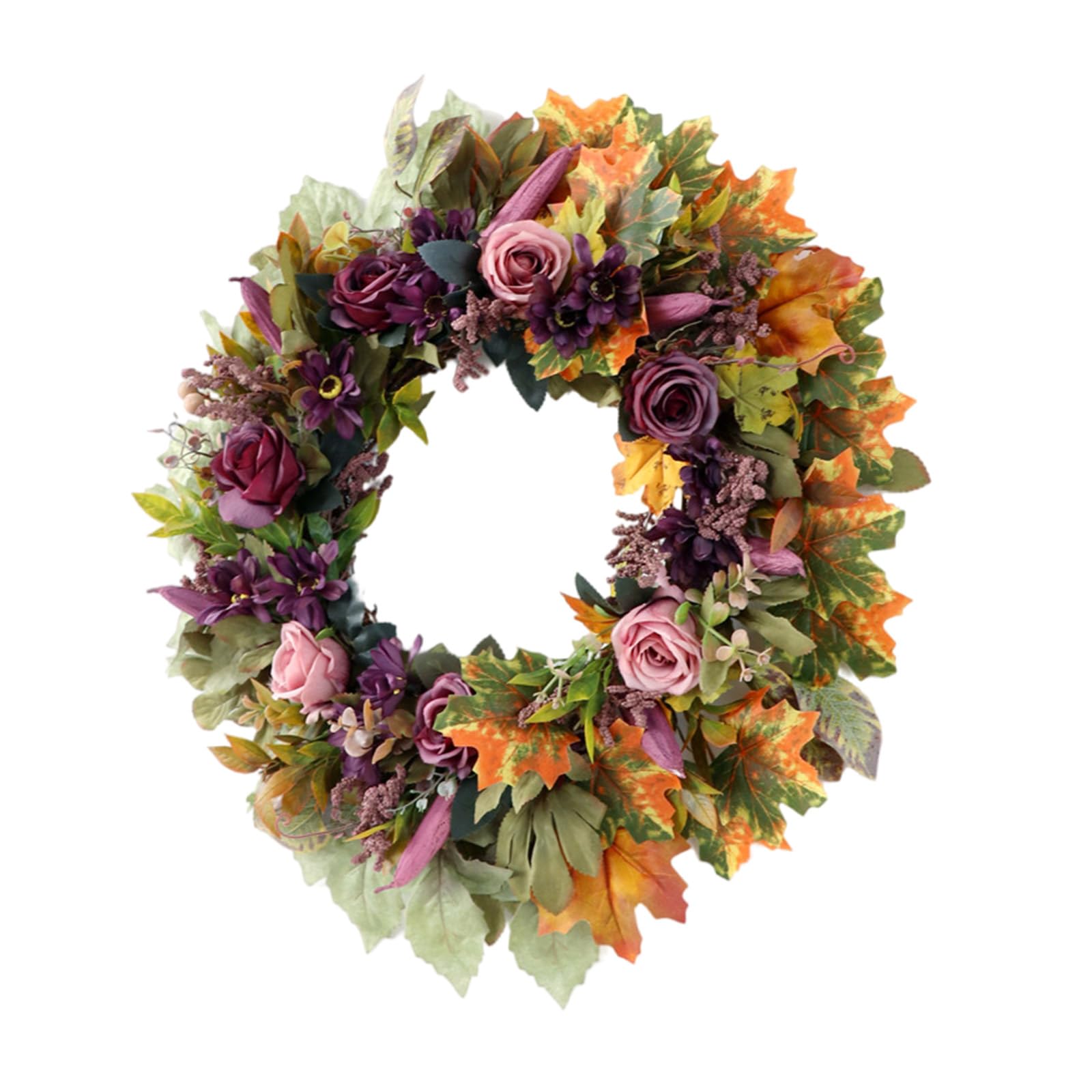 Elnwnnkc Artificial Rose Flower with Leaves Wedding Wreath Decoration for Front Door Window Hallway Farmhouses Home Decoration Artificial Wreath