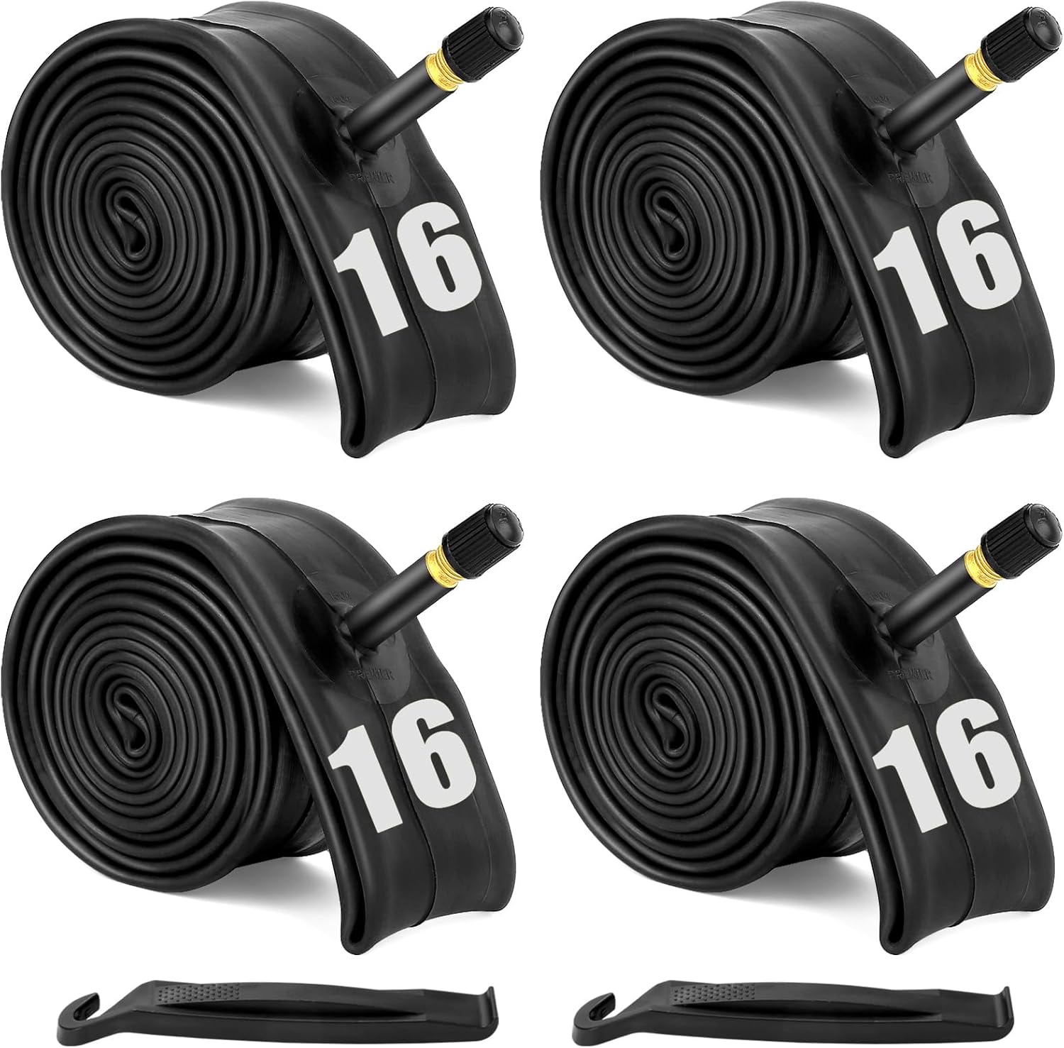 4 Pack 16"/20"/24"/26" Inch Bike Tubes with 2 Tire Levers, Bicycle