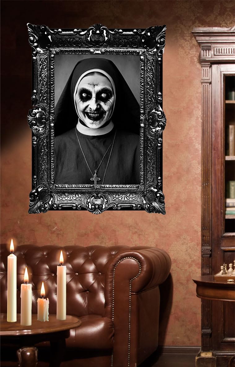 FIESTAS GUIRCA | Period Painting Sticker (22.8x17.7 in) - Halloween Decoration for Parties and Celebrations - Ideal for Spooky Environments and Scary Scenes - Black and White