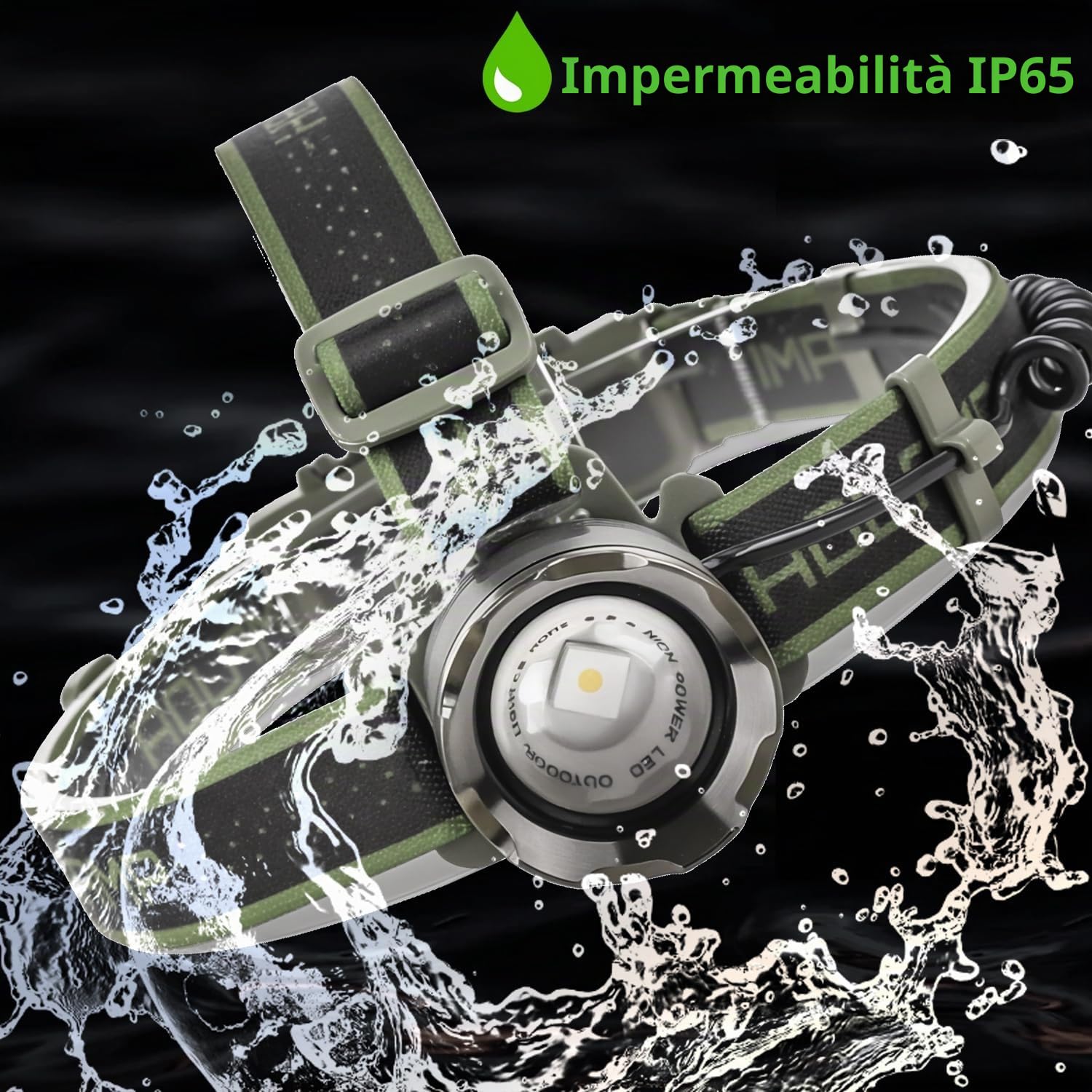 Torcia Frontale LED Ricaricabile con Rossa Avviso e 4 Modalità, 90000 LM Lampada Frontale Ricaricabile 5000mAh, Lampada da testa Leggera Zoomabile IP65 Impermeabile per Campeggio Pesca