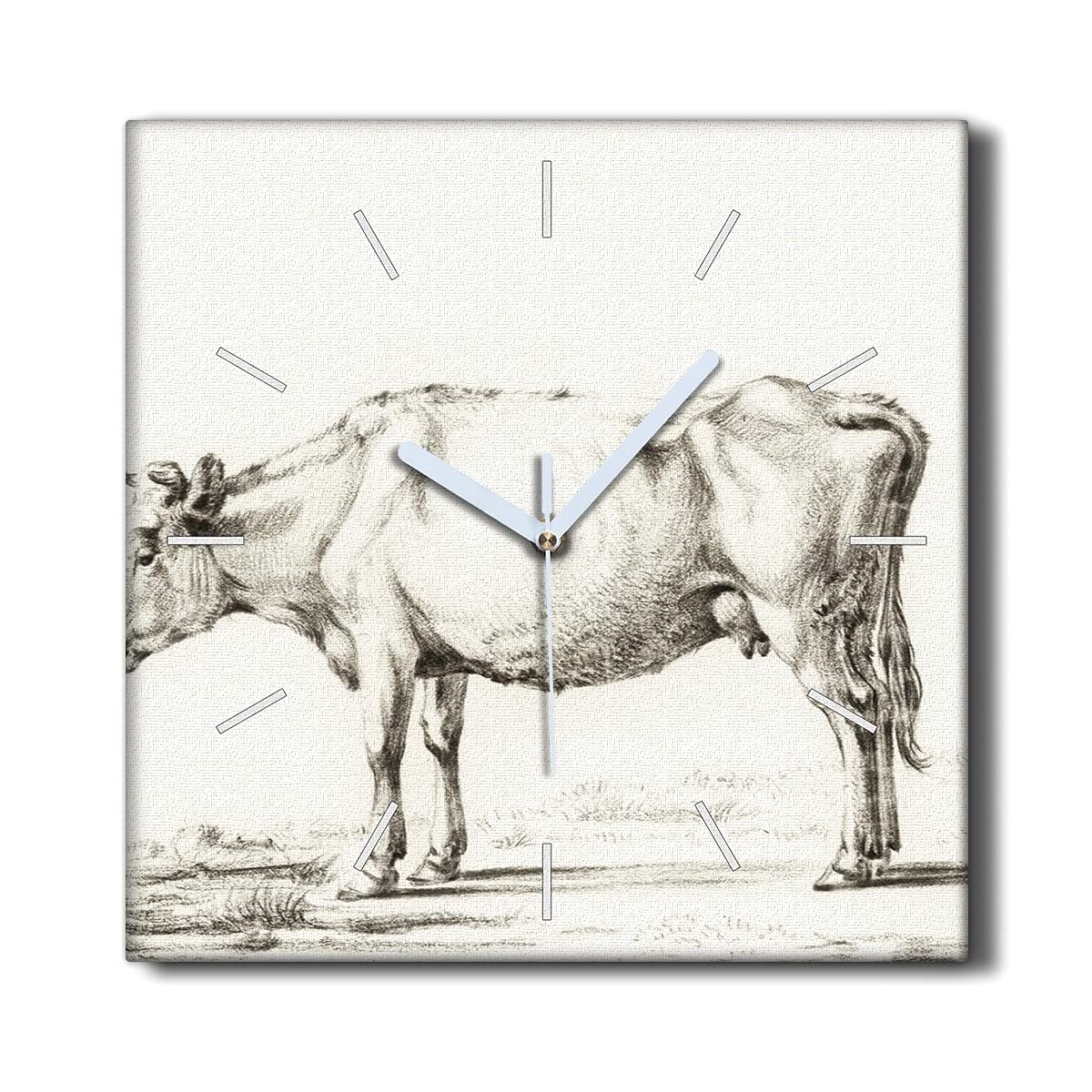 Horloge Murale Toile Salon sans tic-tac Croquis Vache Animale