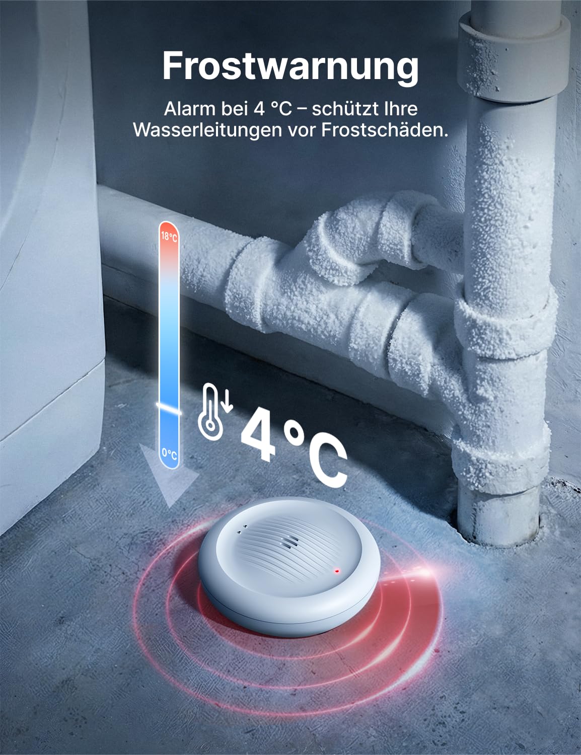 X-Sense 3er Set WLAN-Wassermelder mit Frostwarnung, Tieftemperatur-Melder, Smarter Sensor mit App-Benachrichtigungen, für Küche, Bad und Keller, kompatibel mit der X-SENSE Home Security App, SWS0B
