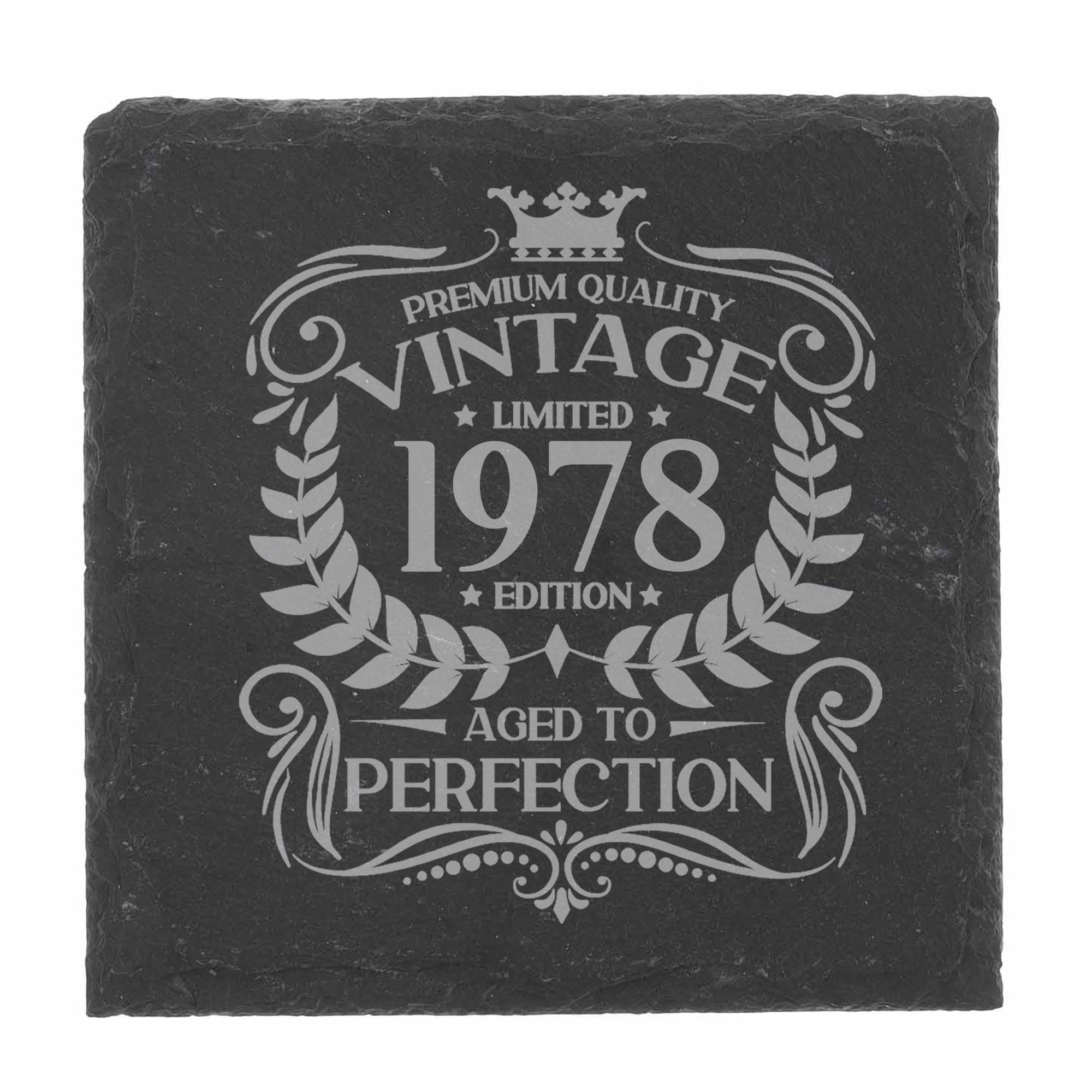 80th Birthday Gift for Men Vintage 1946 Aged to Perfection Engraved Slate Coaster Present for 80 Year Old Etched Natural Slate Placemat (Round Slate) — view 24