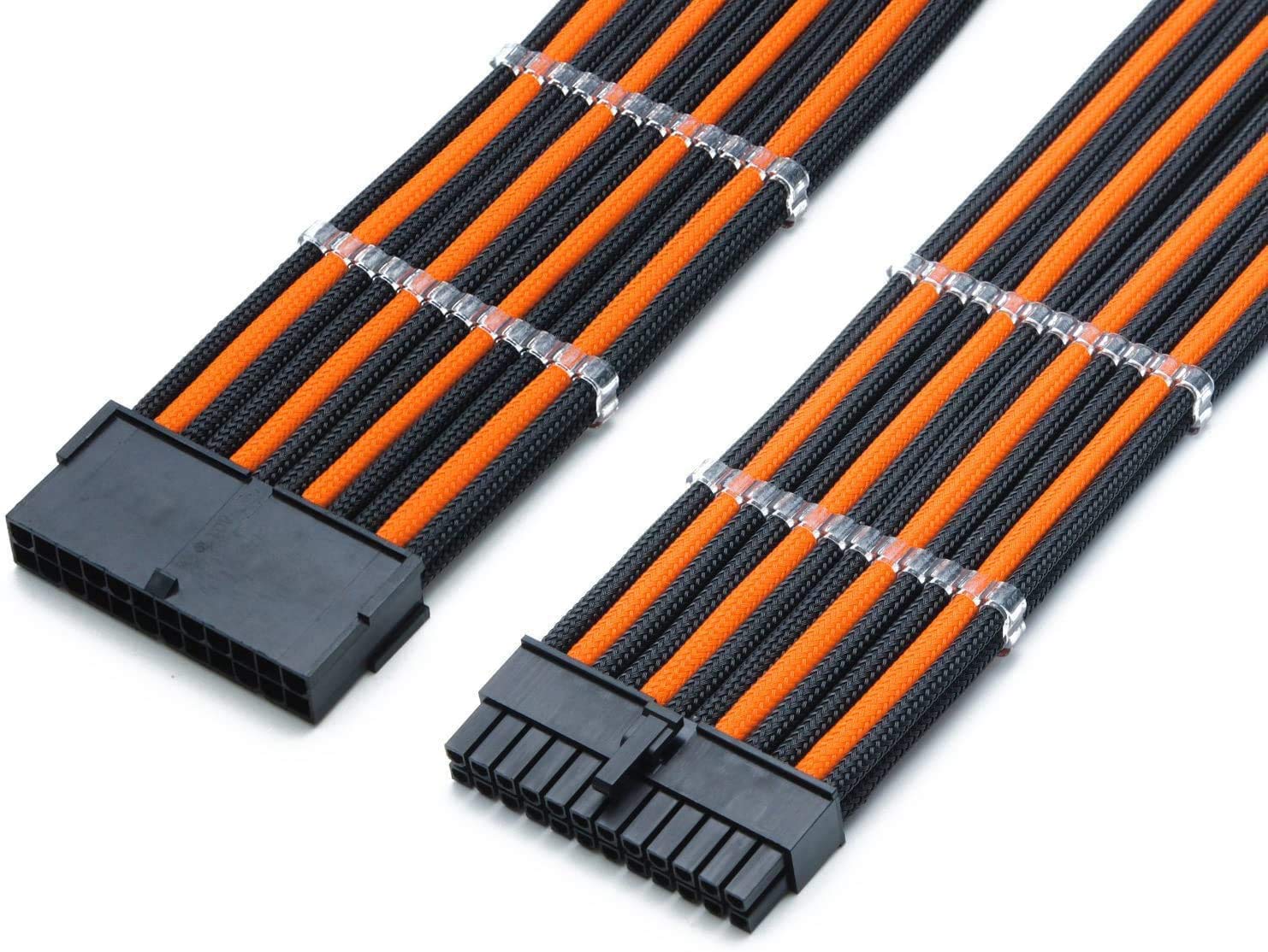Shakmods 30cm BLACK 24 Pin ATX Motherboard Black Extension Sleeved Cable with 2 Free Cable Comb — view 9