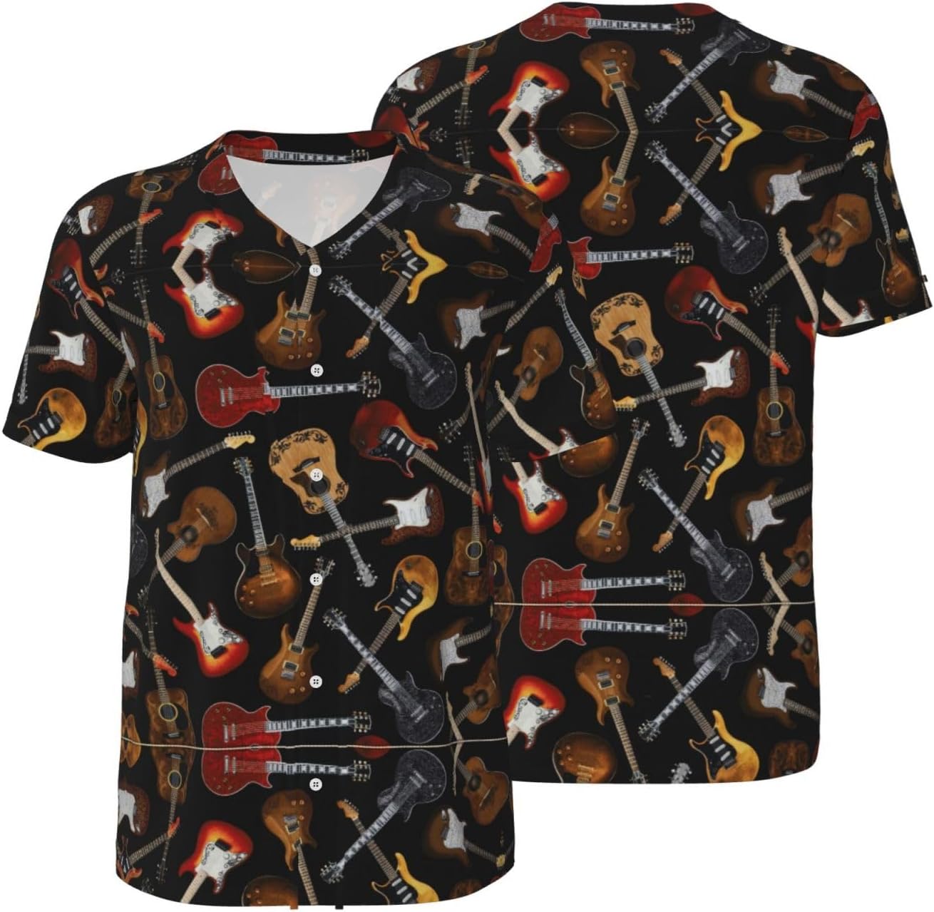 Guitars Stylish Softball Jersey,Personalized and Breathable Baseball Button Down for Men for All Seasons and Occasions
