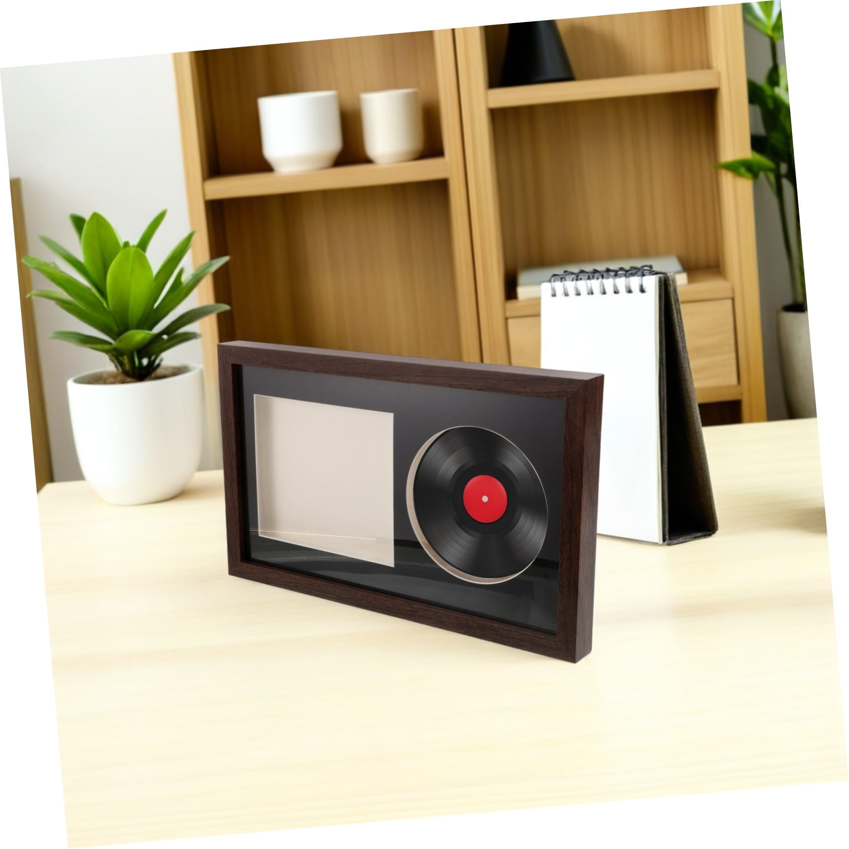 Cornice Espositiva per Album di Dischi CD in Legno Massello Supporto da Tavolo da Parete, Espositore per Vinili 14,2x12,4 Cm per Collezionisti e Appassionati di Musica