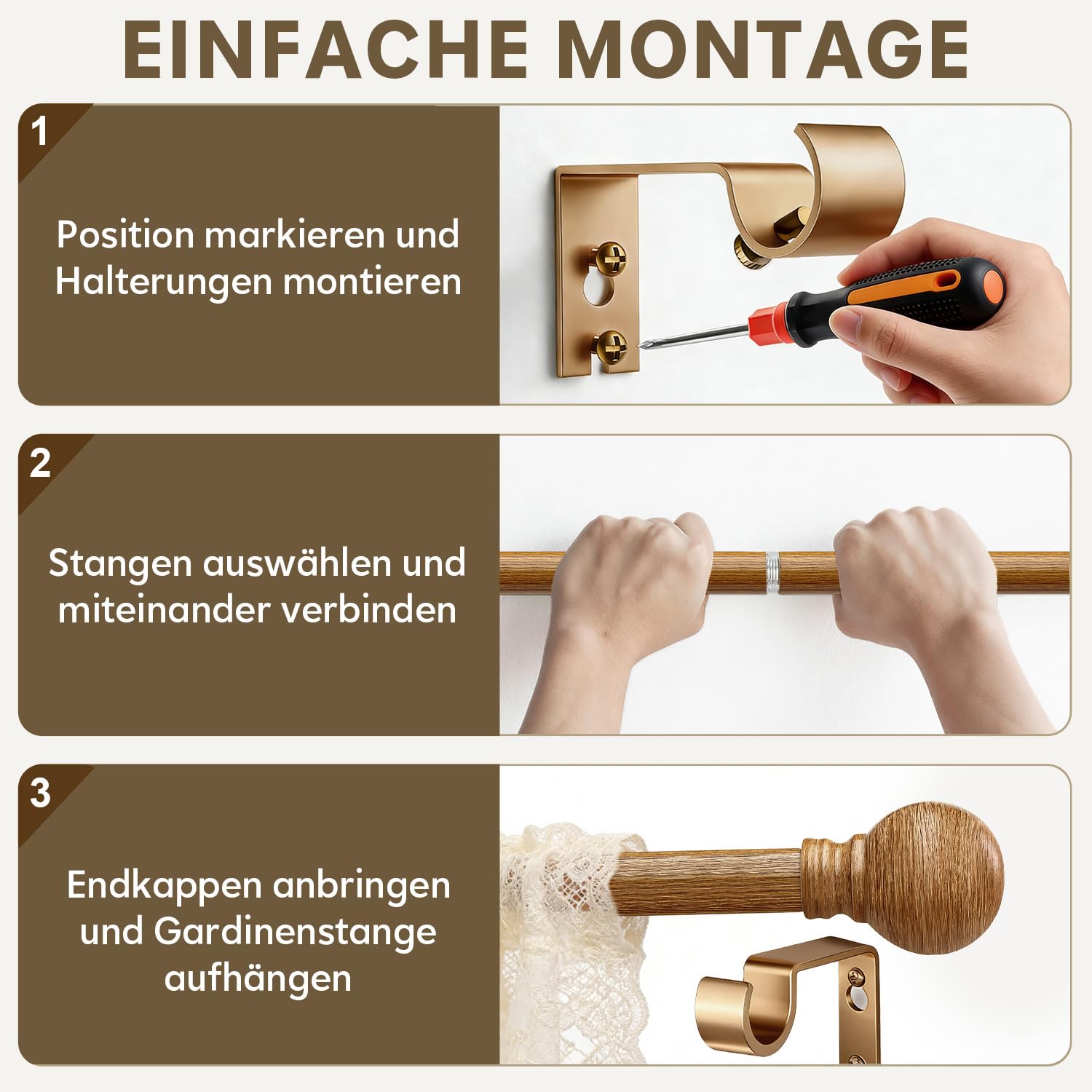 Bastone Tenda Estensibile Effetto Legno,Lunghezza 82-148 Cm, Stile Rustico,Montaggio A Parete,Diametro 25 Mm,Portanza 15 Kg, Non Si Piega,Adatta Per Interni Camera Da Letto e Salotto