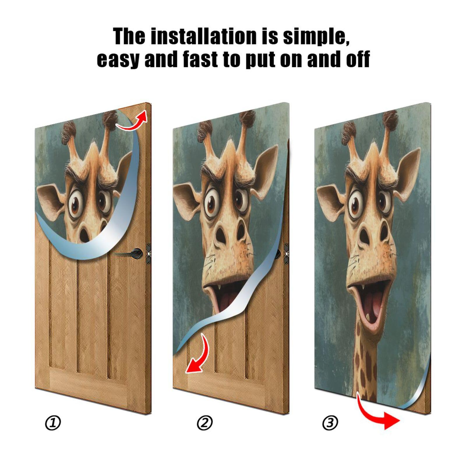 FLildon Funny Giraffa Door Cover Decoration, Party Accessory Porch Decor for Festive Ornament Room Door Covers 35 x 79 Inch