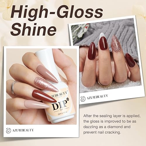 Miniatura 3 de AZUREBEAUTY Juego de 5 + 3 piezas de polvo de inmersión líquido, base y parte superior de polvo de inmersión de gran capacidad, enlace, activador,