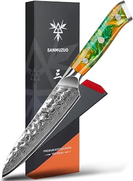 5 Inch Utility Knife - Fruit and Vegetable Knives, 67 Layers Forged Damascus Steel & Resin Handle - Yao Series