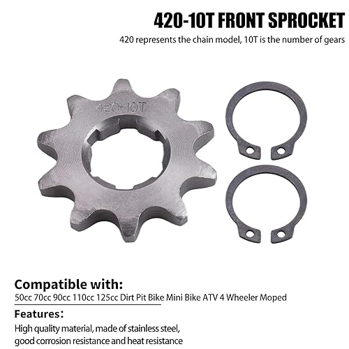 Miniatura 6 de Piñón delantero 420-10T para bicicleta Dirt Pit Bike Mini ATV 4 ruedas universal motocicleta