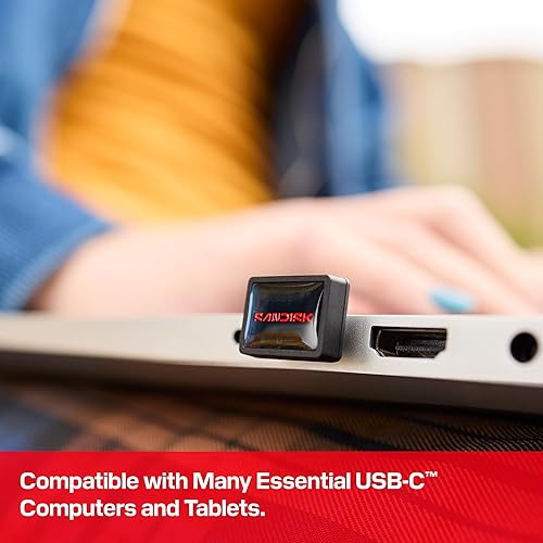 Miniatura 2 de SANDISK Unidad flash USB-C de ajuste extremo de 256 GB, velocidades de lectura de hasta 400 MBs, USB 3.2 Gen 1, USB tipo C, almacenamiento
