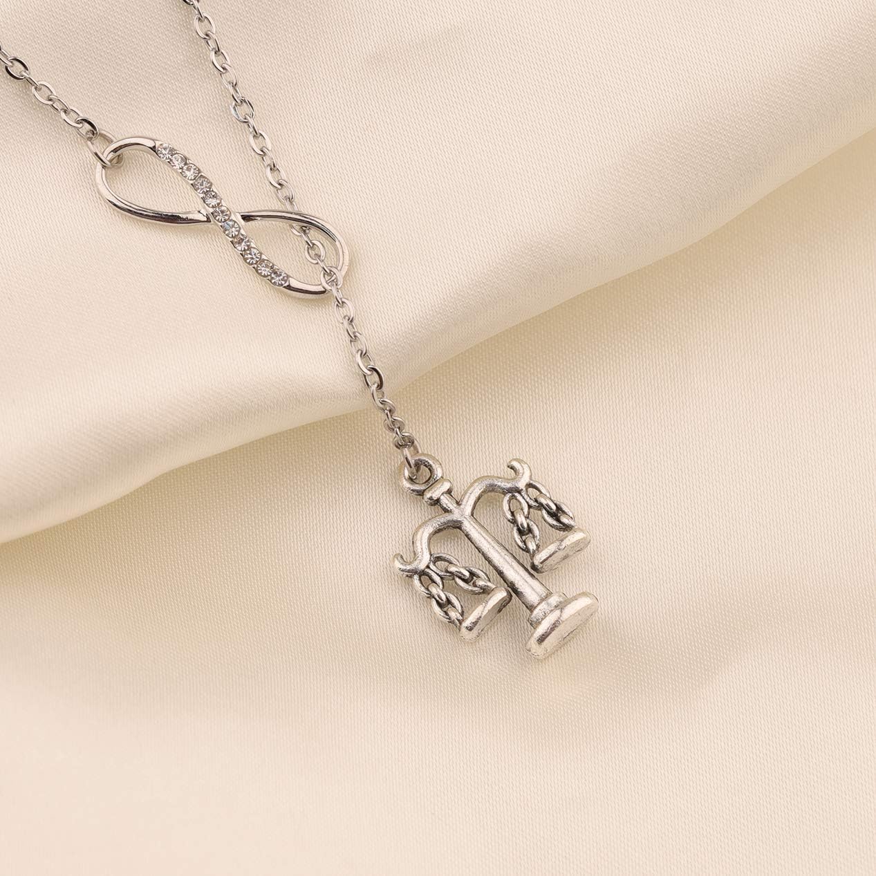 BEKECH Infinity and Scales of Justice Pendant Y Necklace Lawyer Necklace Law Student Graduation Gift New Lawyer Gift