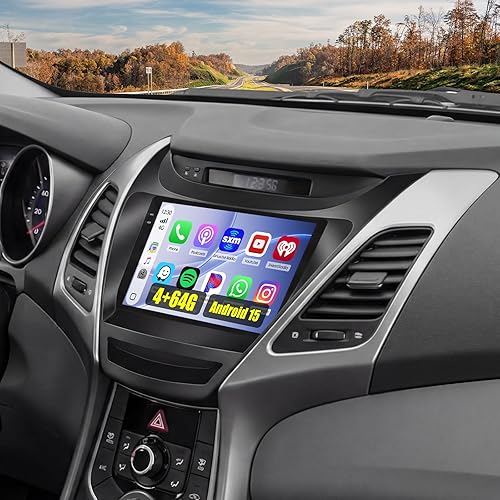 Miniatura 10 de [4+64G] Android 15 Estéreo de coche para Hyundai Elantra 2014-2016, Hikity 9 pulgadas IPS pantalla táctil Radio inalámbrico Carplay Android Auto