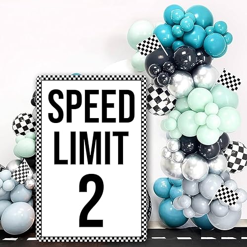 Miniatura 3 de Speed Limit 2 - Letrero de 2 cumpleaños rápido para niños, decoración de fiesta de automóviles, divertidos letreros de metal para decoración de