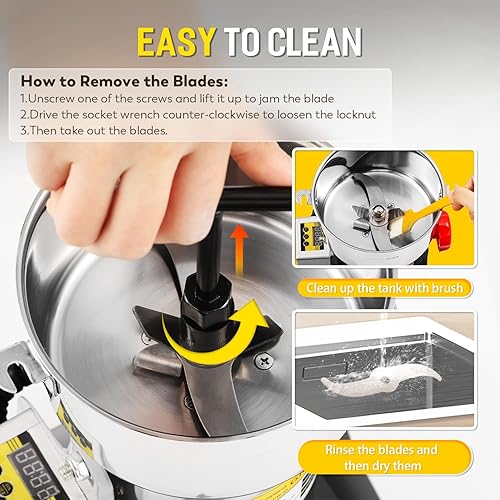 Miniatura 6 de CGOLDENWALL Molinillo eléctrico de grano con pantalla LED de 28.22 oz, pulverizador de acero inoxidable para especias secas, hierbas, granos,