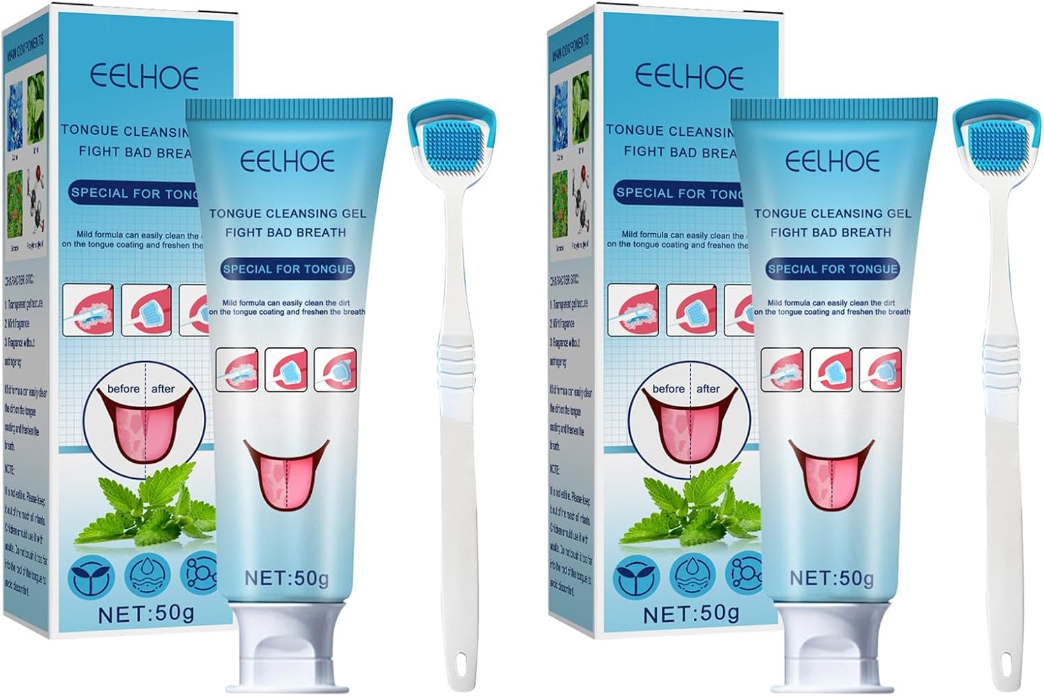 Tongue Cleaning Gel with Brush Oral Gel for Mouth Thrush Treatment