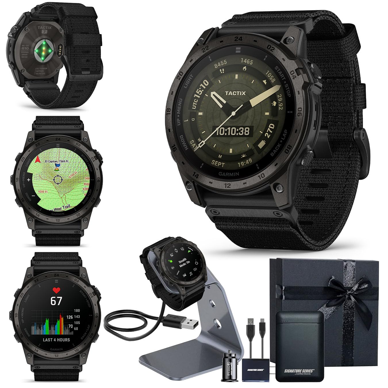 Garmin tactix 7 AMOLED Edition Tactical Military GPS Smartwatch Touchscreen Stealth Mode Flashlight Multicontinent Mapping Weather Health Metrics