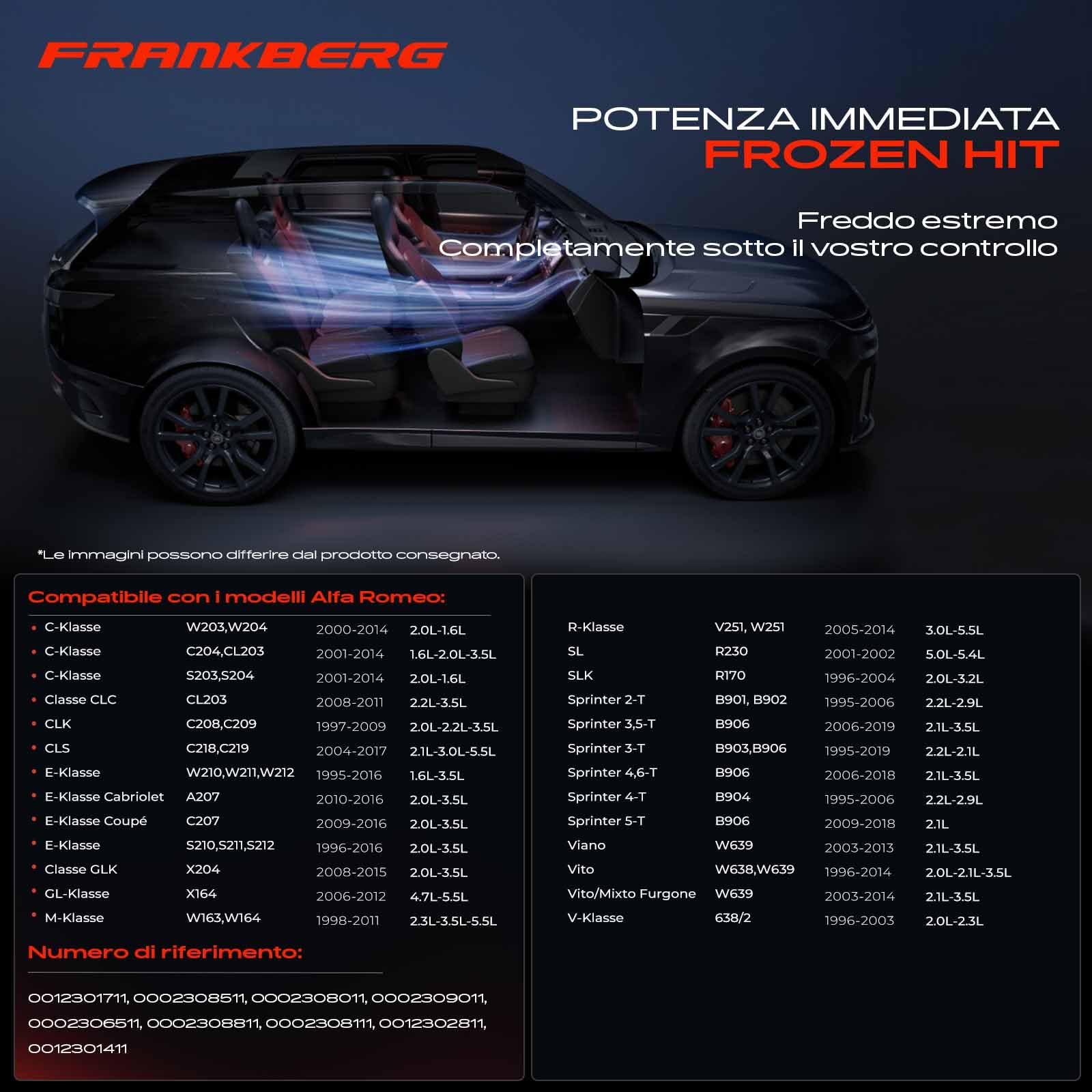 Frankberg Compressore Aria Condizionata Compatibile Classe E W210 W211 W212 SLK R170 Classe C W203 CLK C208 C209 CLS C218 C219