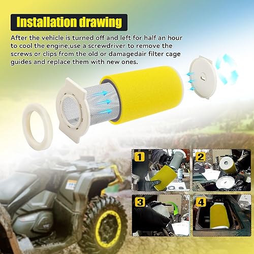 Miniatura 3 de Kit de filtro de aire, guía y tapa final para Yamaha Big Bear 350 Moto-4 250 350 Timberwolf 250 YFB250 1987-2000 Kodiak 400 YFM400FW 1993-1999