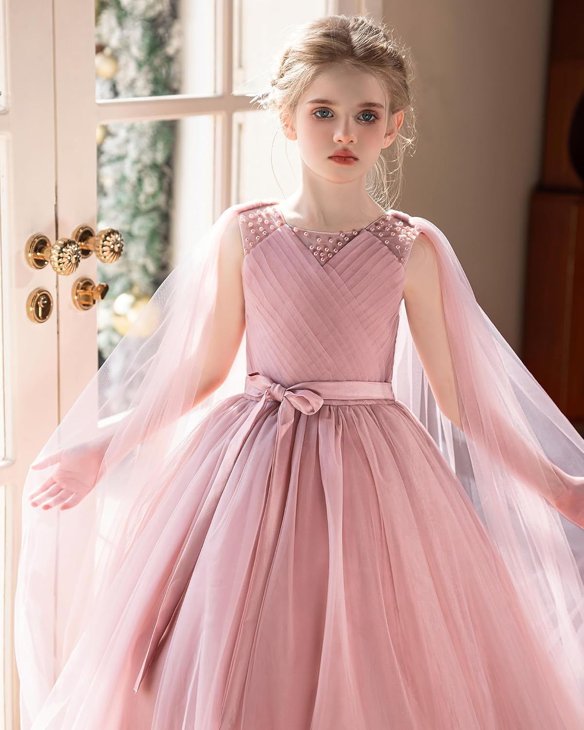 Flower Girls Tulle Dress Bridesmaid Formal Wedding Kids Pageant Princess Prom Birthday Party Ball Gown