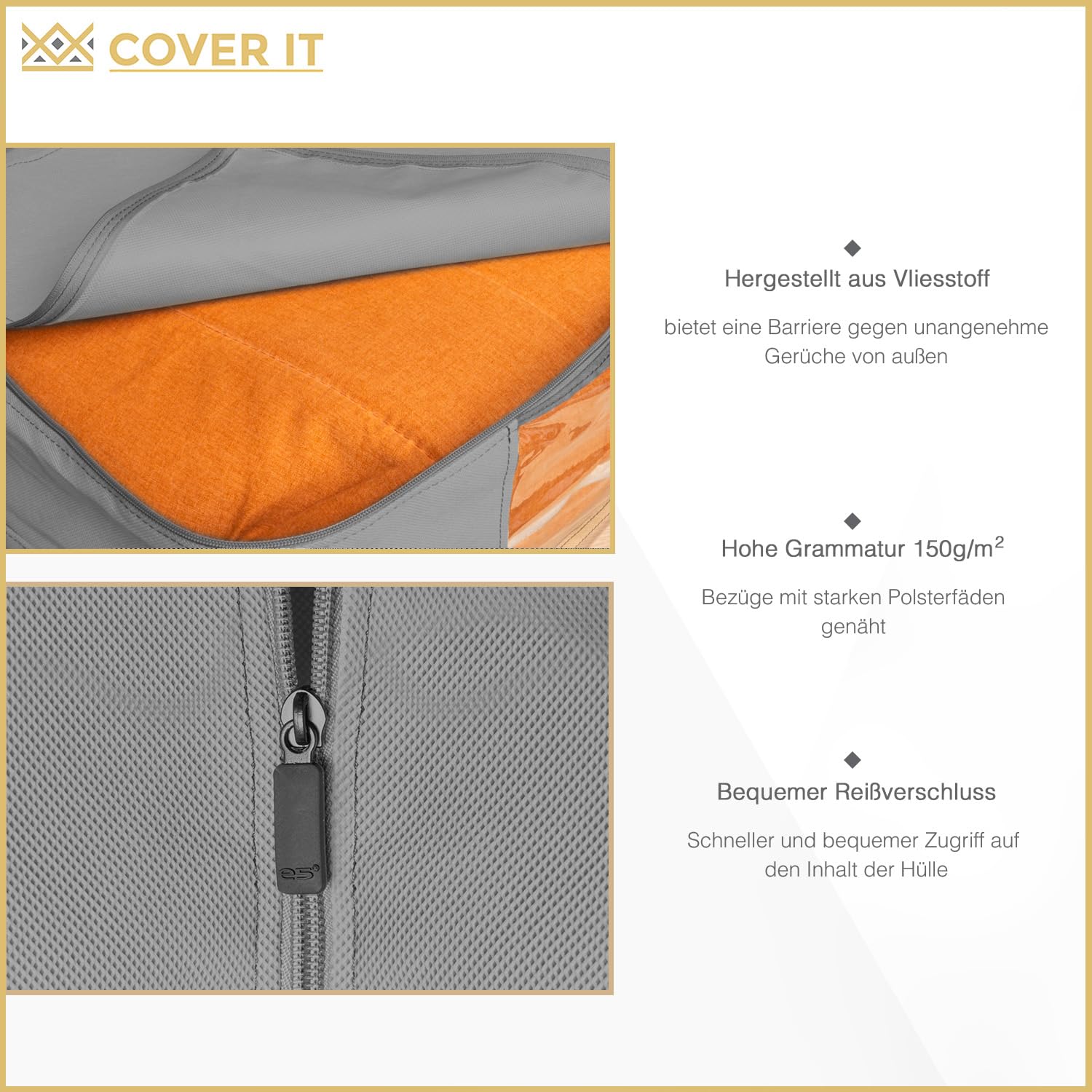 COVER IT Organizer Armadio Grigio 60 x 45 x 30 cm, Set da 6 Scatole