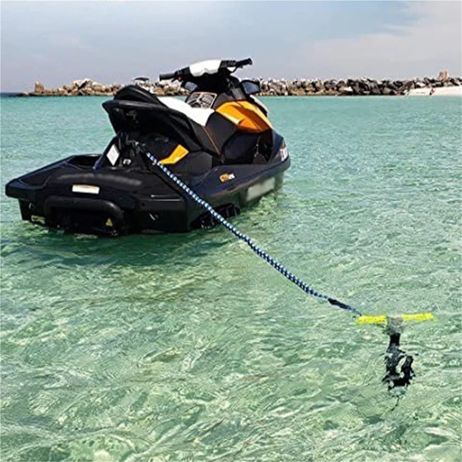 Bootsanlegeleinen Bootsanlegeleine Festmacherleine mit Edelstahlclip Anlegeleine Bootsseile Bungee Bootsleinen Zubehör(Black)