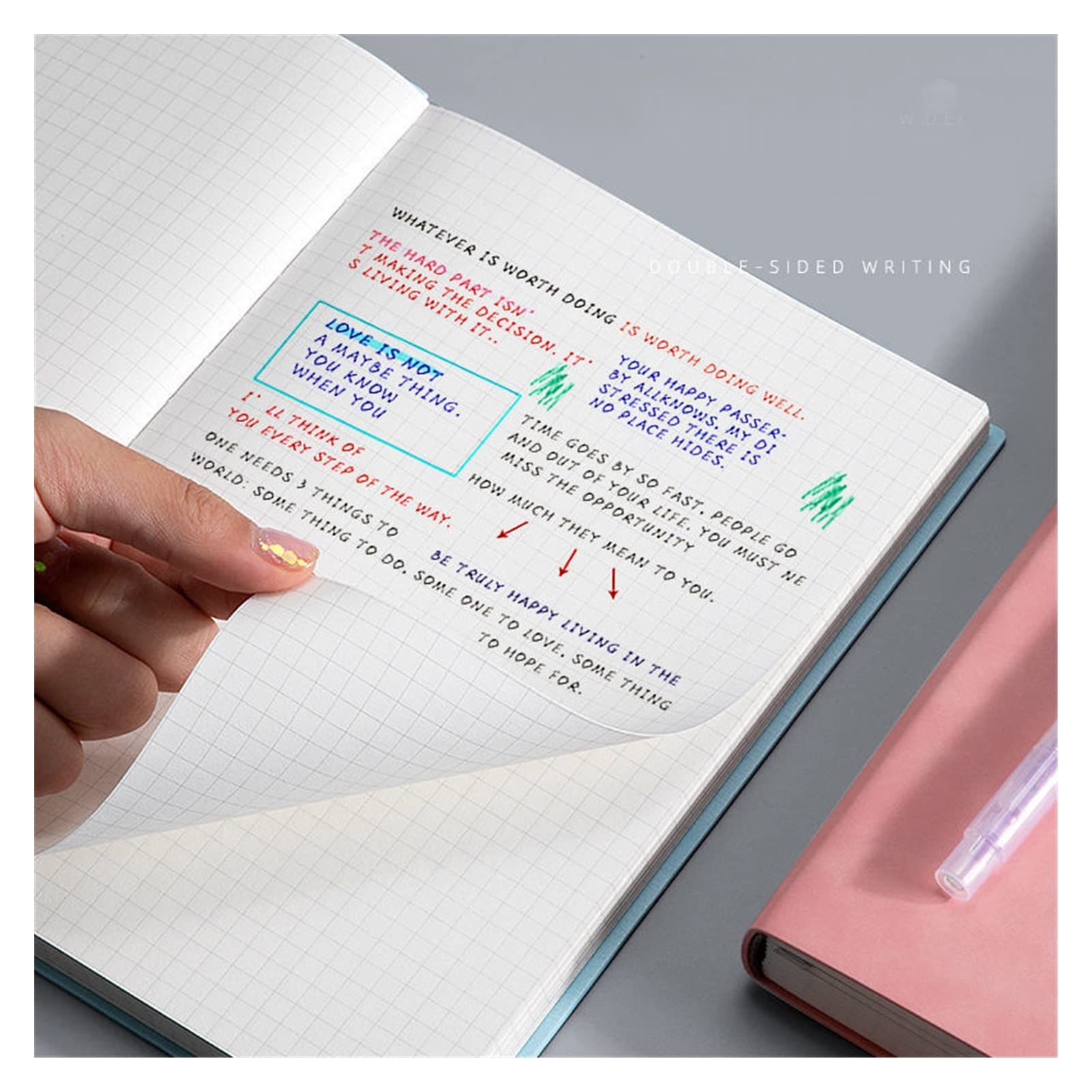 Notebook A4 AMMESSO GRANDE BUSINESS BUSINESS BUSINESS SUPER POWST GRIDA GRIGLIA Diario Grid Diario Diario (Color : A Pink, Size : A4)