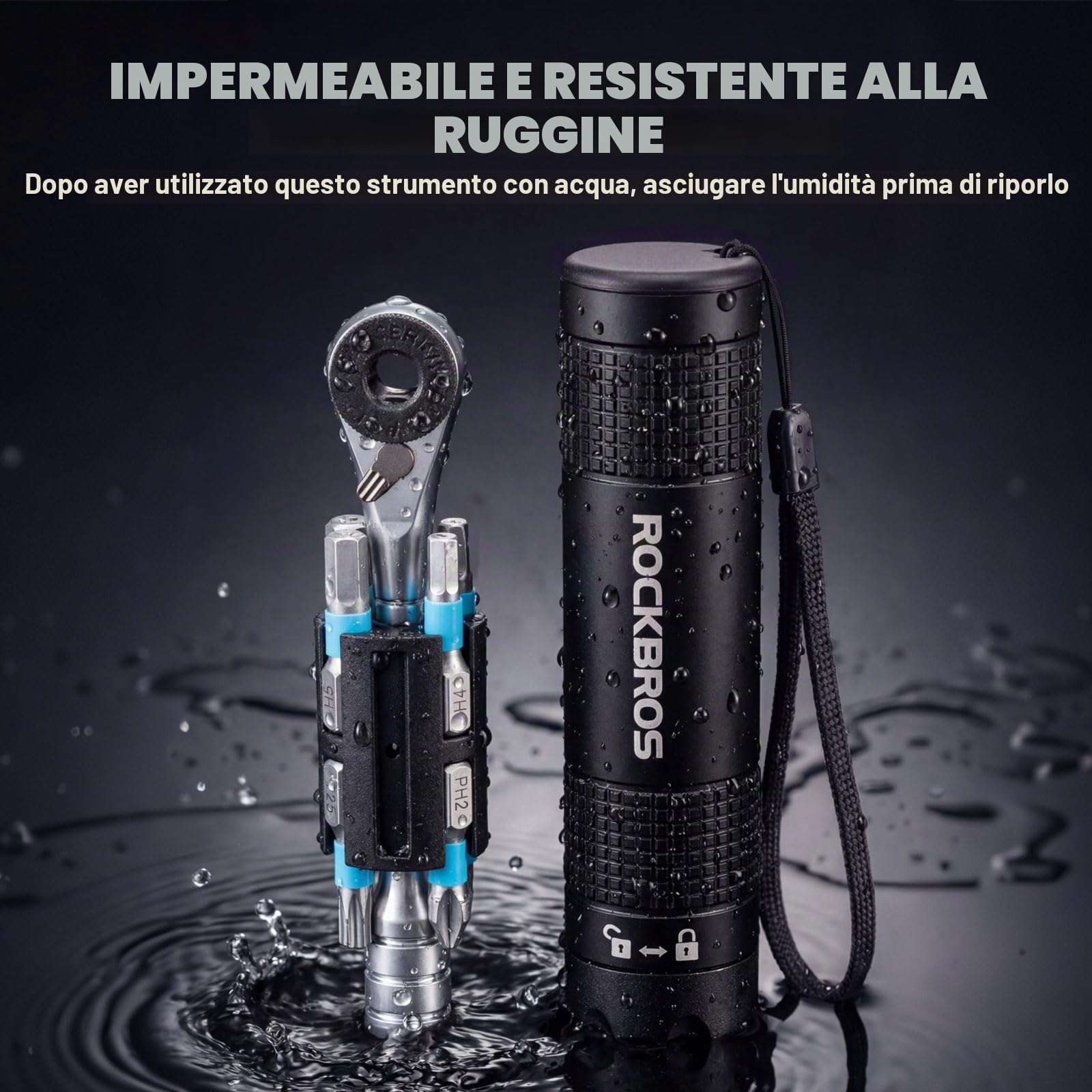 ROCKBROS 8 in 1 Set di Chiavi Dinamometriche, Cricchetto Reversibile, Leggero e Portatile, Multitool con Presa Magnetica, Kit di Manutenzione per Bici Strada MTB