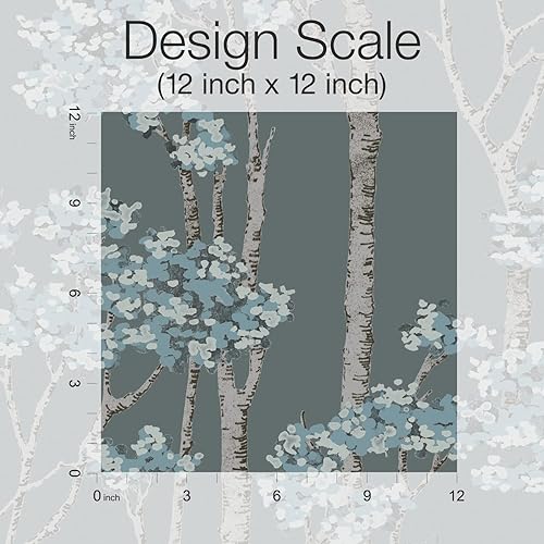 Miniatura 6 de RoomMates RMK12344PLW Birch Grove - Papel tapiz para despegar y pegar, azul, marrón, gris