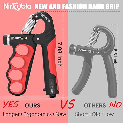 Miniatura 5 de Entrenador fortalecedor de agarre de mano, resistencia ajustable, 11 LBS-220 libras, fortalecedor de antebrazo, exprimidor de mano con contador